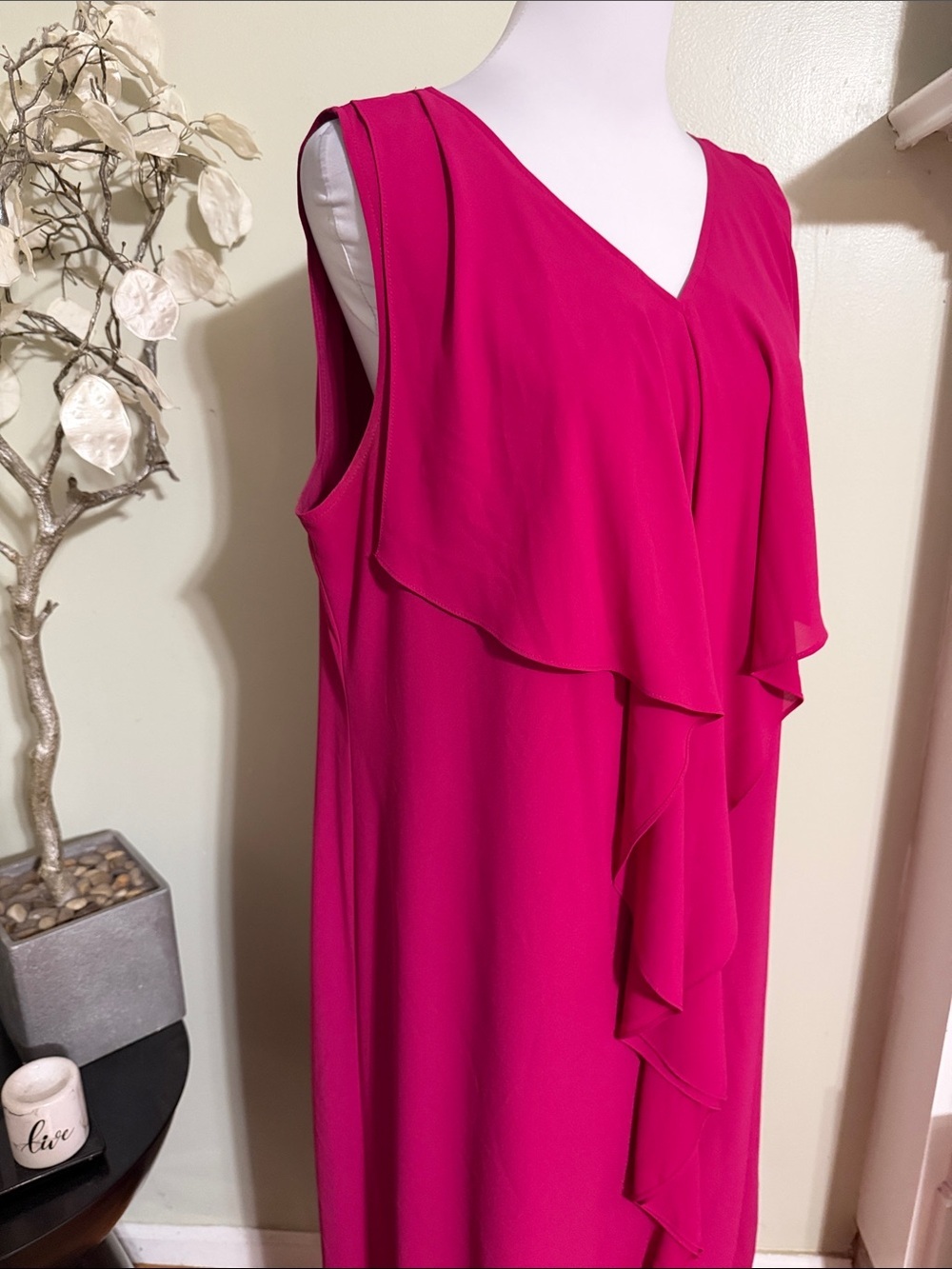Chico's Fuchsia Sleeveless Asymmetrical Dress Size 16 - Picture 4 of 7